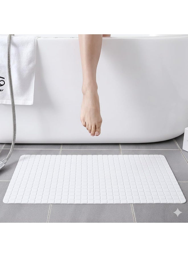 Premium Silicone Anti-Slip Bath Mat,  Non-Toxic, Quick-Drying, Suction Cups, Shower and Tub Safety (White) - Image 1